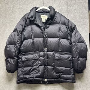 Vtg 90s‎ Eddie Bauer Jacket Womens Large Black Goose Down Puffer Insulated Coat